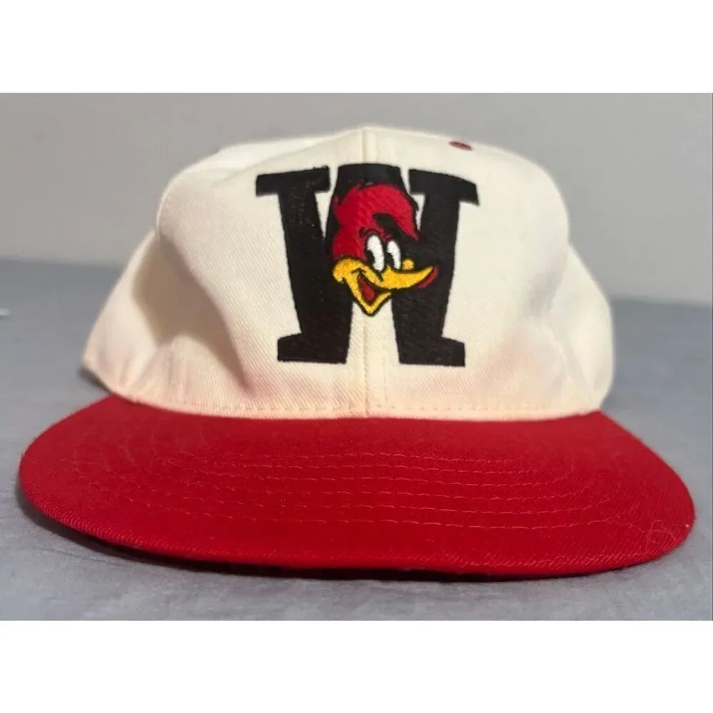 Vintage Woody Woodpecker Hat Cartoon Cap Universal Studios Red and White FLAW